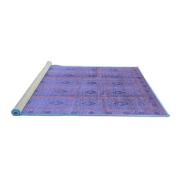 Sideview of Machine Washable Oriental Blue Industrial Rug, wshurb968blu