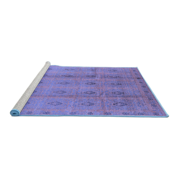 Sideview of Machine Washable Oriental Blue Industrial Rug, wshurb968blu