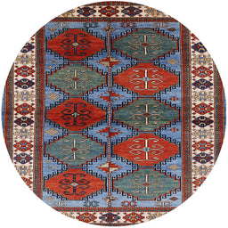 Round Mid-Century Modern Gunmetal Gray Oriental Rug, urb969