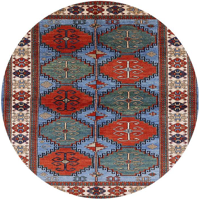 Round Mid-Century Modern Gunmetal Gray Oriental Rug, urb969