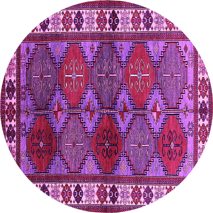 Round Machine Washable Oriental Pink Industrial Rug, wshurb969pnk