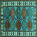 Square Oriental Turquoise Industrial Rug, urb969turq