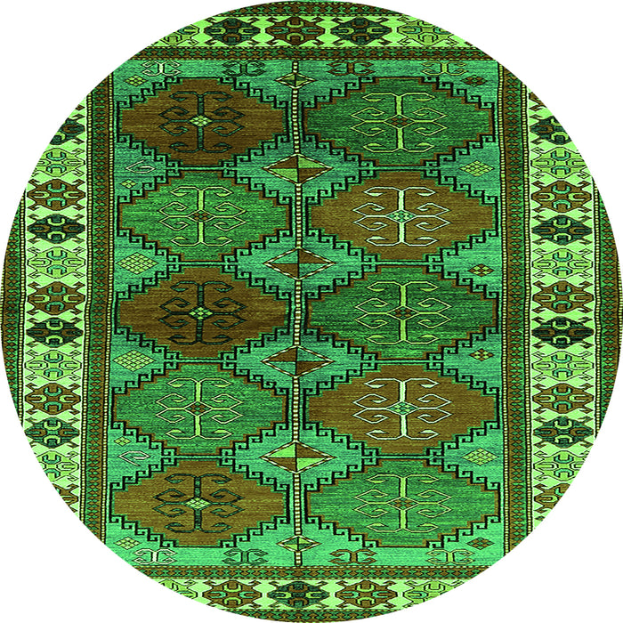 Round Oriental Green Industrial Rug, urb969grn