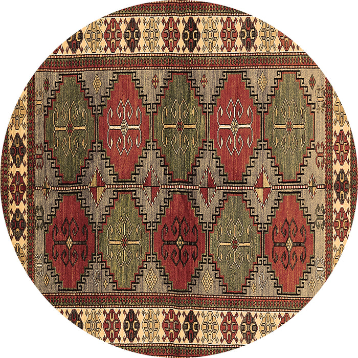 Round Oriental Brown Industrial Rug, urb969brn