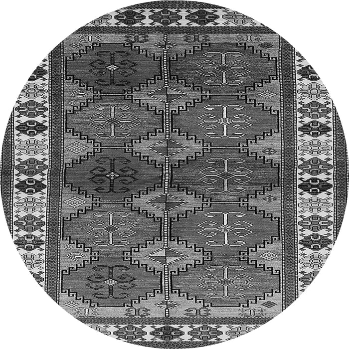 Round Machine Washable Oriental Gray Industrial Rug, wshurb969gry