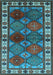 Machine Washable Oriental Light Blue Industrial Rug, wshurb969lblu