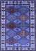 Machine Washable Oriental Blue Industrial Rug, wshurb969blu