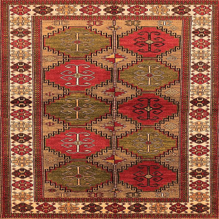 Square Oriental Orange Industrial Rug, urb969org
