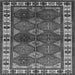 Square Machine Washable Oriental Gray Industrial Rug, wshurb969gry