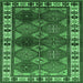 Square Machine Washable Oriental Emerald Green Industrial Area Rugs, wshurb969emgrn