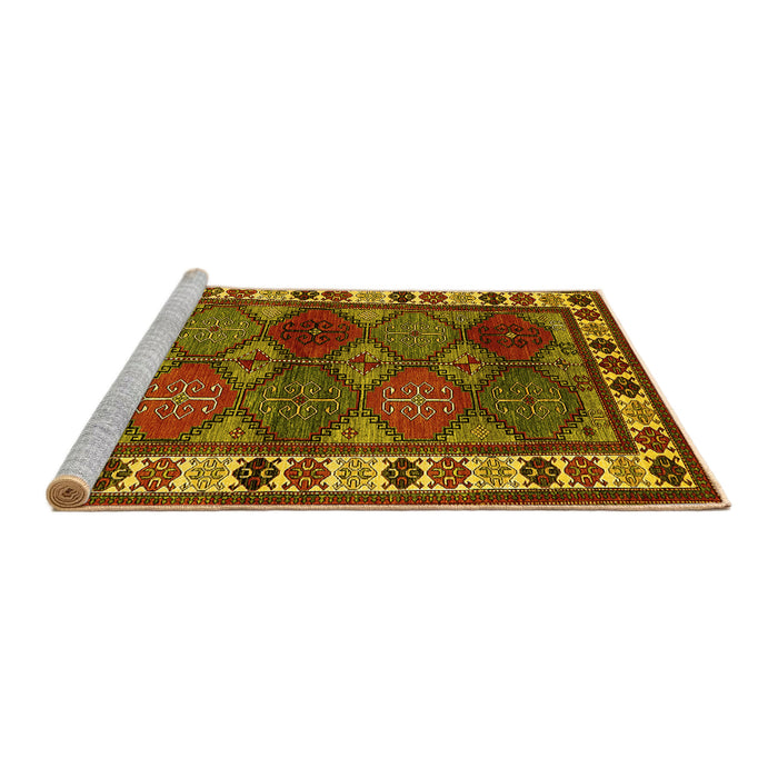 Sideview of Machine Washable Oriental Yellow Industrial Rug, wshurb969yw