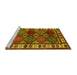 Sideview of Machine Washable Oriental Yellow Industrial Rug, wshurb969yw