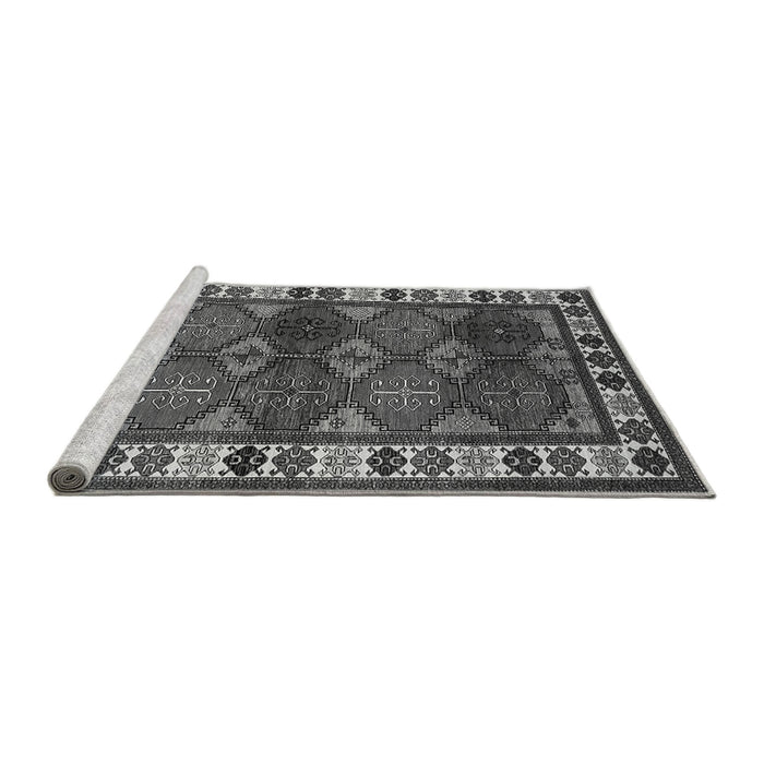 Sideview of Machine Washable Oriental Gray Industrial Rug, wshurb969gry