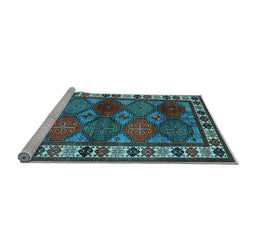 Sideview of Machine Washable Oriental Light Blue Industrial Rug, wshurb969lblu