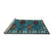 Sideview of Machine Washable Oriental Light Blue Industrial Rug, wshurb969lblu