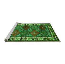Sideview of Machine Washable Oriental Green Industrial Area Rugs, wshurb969grn
