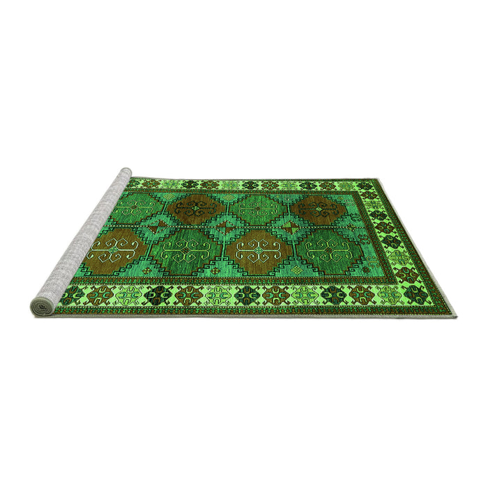 Sideview of Machine Washable Oriental Green Industrial Area Rugs, wshurb969grn