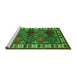 Sideview of Machine Washable Oriental Green Industrial Area Rugs, wshurb969grn