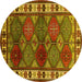 Round Oriental Yellow Industrial Rug, urb969yw