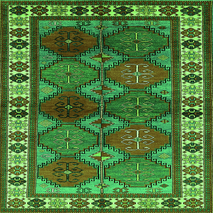 Square Machine Washable Oriental Green Industrial Area Rugs, wshurb969grn