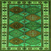 Square Machine Washable Oriental Green Industrial Area Rugs, wshurb969grn