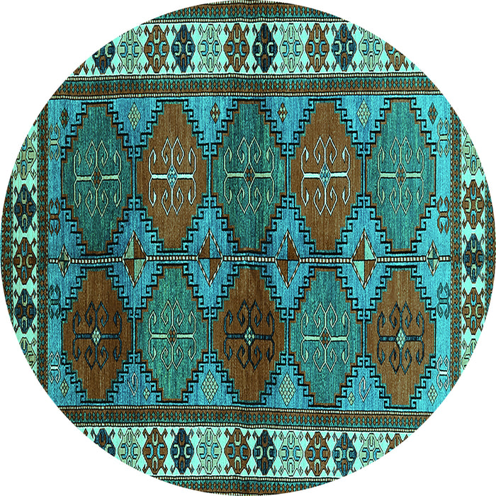 Round Oriental Turquoise Industrial Rug, urb969turq