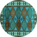 Round Oriental Turquoise Industrial Rug, urb969turq