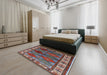 Mid-Century Modern Gunmetal Gray Oriental Rug in a Bedroom, urb969