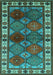 Machine Washable Oriental Turquoise Industrial Area Rugs, wshurb969turq