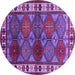 Round Machine Washable Oriental Purple Industrial Area Rugs, wshurb969pur