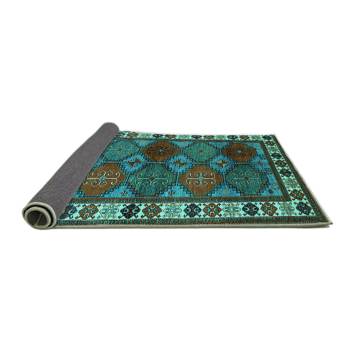 Sideview of Oriental Turquoise Industrial Rug, urb969turq