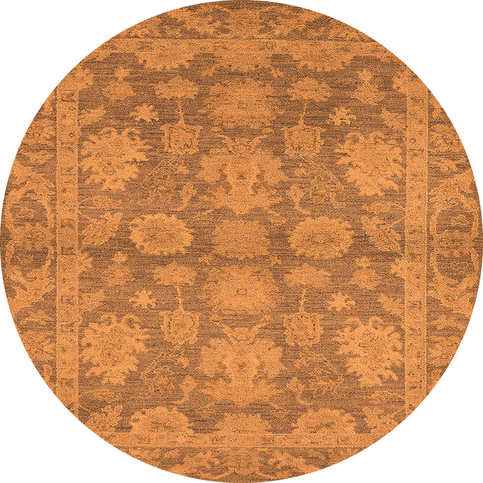 Round Machine Washable Oriental Orange Industrial Area Rugs, wshurb970org