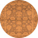 Round Machine Washable Oriental Orange Industrial Area Rugs, wshurb970org