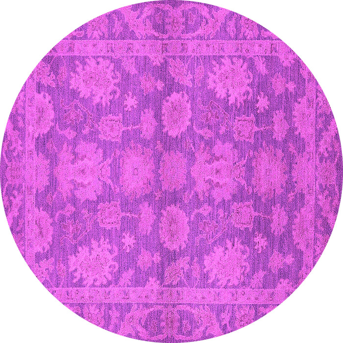 Round Machine Washable Oriental Pink Industrial Rug, wshurb970pnk
