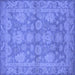 Square Machine Washable Oriental Blue Industrial Rug, wshurb970blu