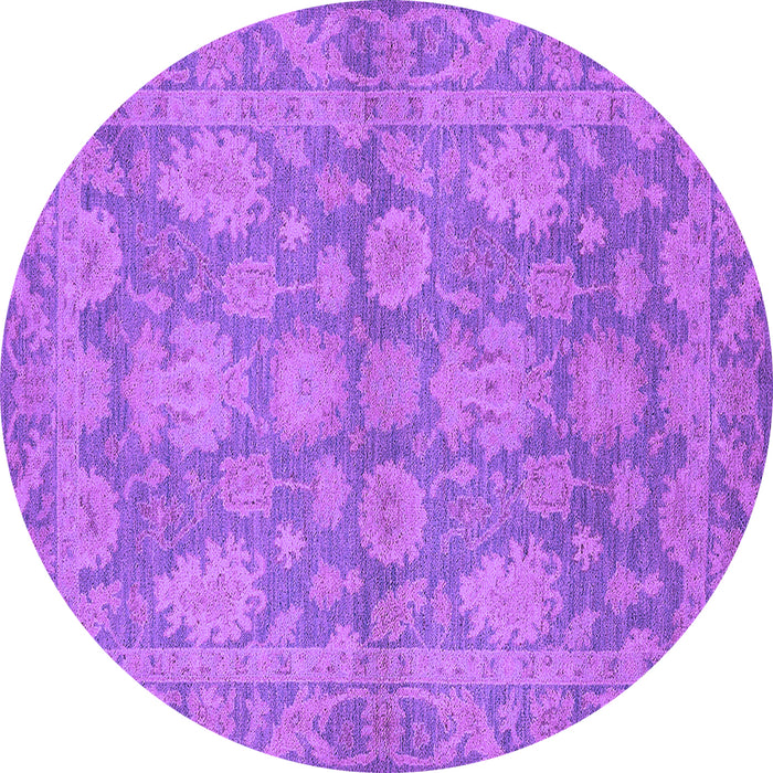 Round Machine Washable Oriental Purple Industrial Area Rugs, wshurb970pur
