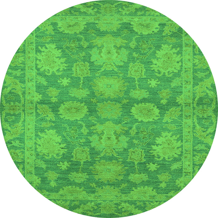 Round Oriental Green Industrial Rug, urb970grn