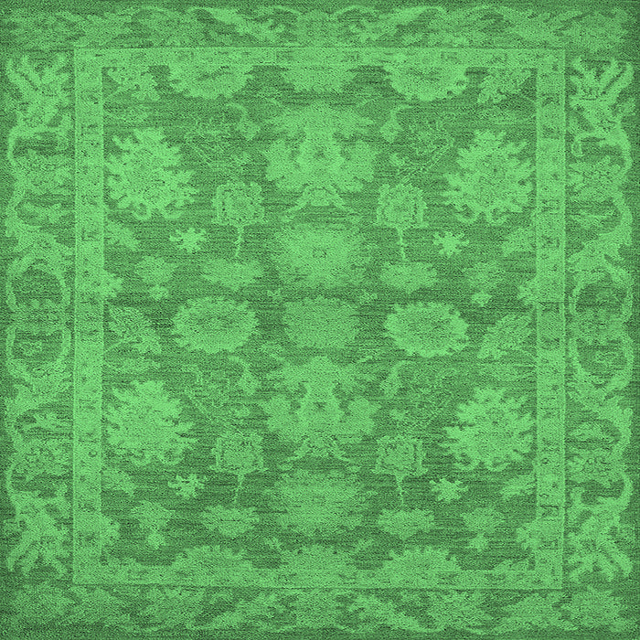 Square Machine Washable Oriental Emerald Green Industrial Area Rugs, wshurb970emgrn