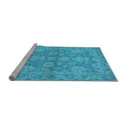 Sideview of Machine Washable Oriental Light Blue Industrial Rug, wshurb970lblu