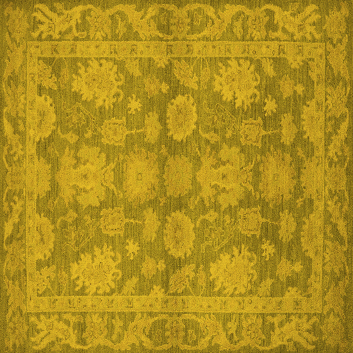 Square Machine Washable Oriental Yellow Industrial Rug, wshurb970yw