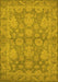 Machine Washable Oriental Yellow Industrial Rug, wshurb970yw
