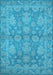 Machine Washable Oriental Light Blue Industrial Rug, wshurb970lblu