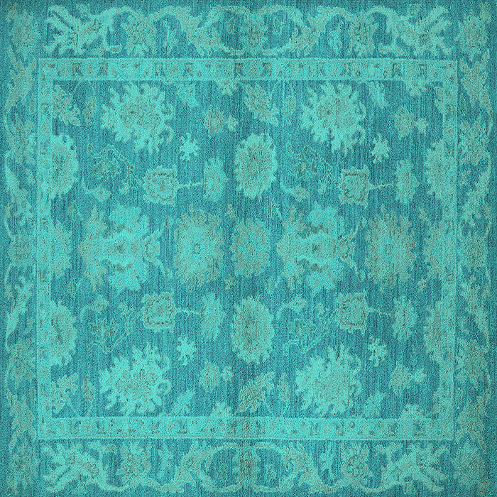 Square Oriental Turquoise Industrial Rug, urb970turq