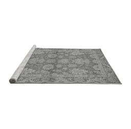 Sideview of Machine Washable Oriental Gray Industrial Rug, wshurb970gry