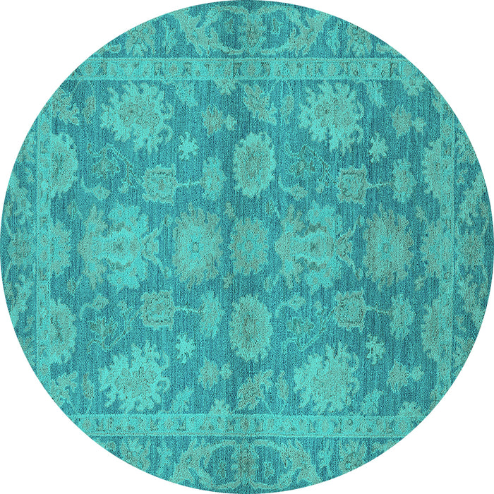 Round Machine Washable Oriental Turquoise Industrial Area Rugs, wshurb970turq