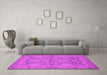 Machine Washable Oriental Pink Industrial Rug in a Living Room, wshurb970pnk