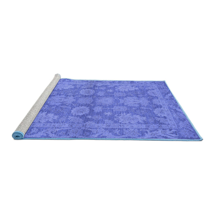 Sideview of Machine Washable Oriental Blue Industrial Rug, wshurb970blu