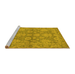 Sideview of Machine Washable Oriental Yellow Industrial Rug, wshurb970yw
