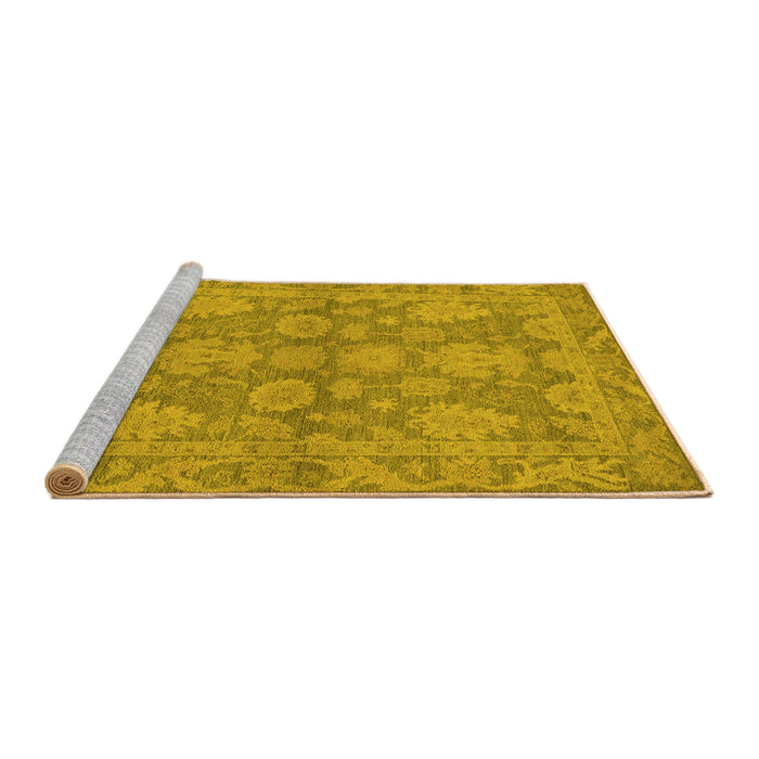 Sideview of Machine Washable Oriental Yellow Industrial Rug, wshurb970yw
