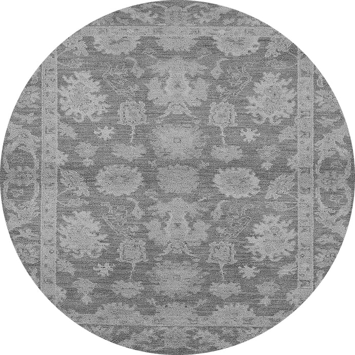 Round Machine Washable Oriental Gray Industrial Rug, wshurb970gry
